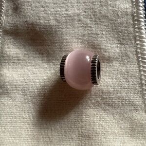 🆕 Brighton Optic Glass bead in pale pink with silver ends Retired